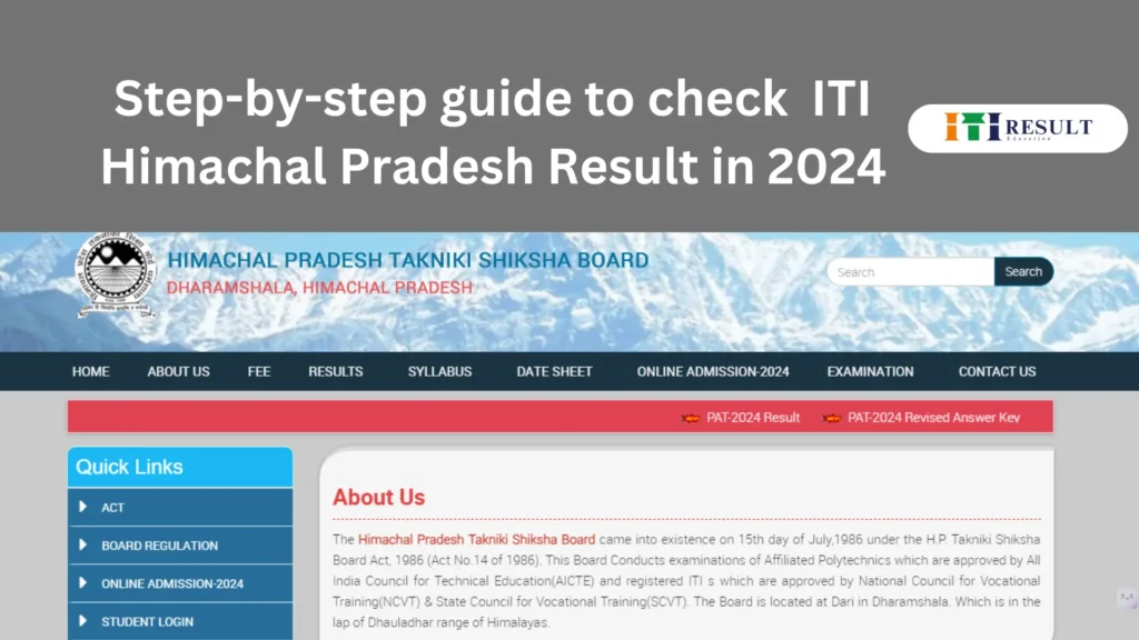 This is the official homepage for checking Himachal Pradesh ITI Result