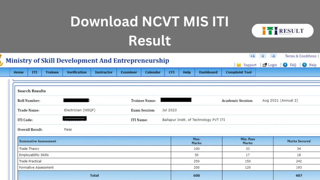 NCVT ITI Marksheet